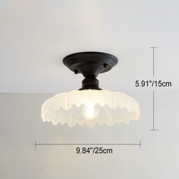Nordic Vintage Glass Floral Round Geometry 1-Light Semi-Flush Mount Ceiling Light - Image 30