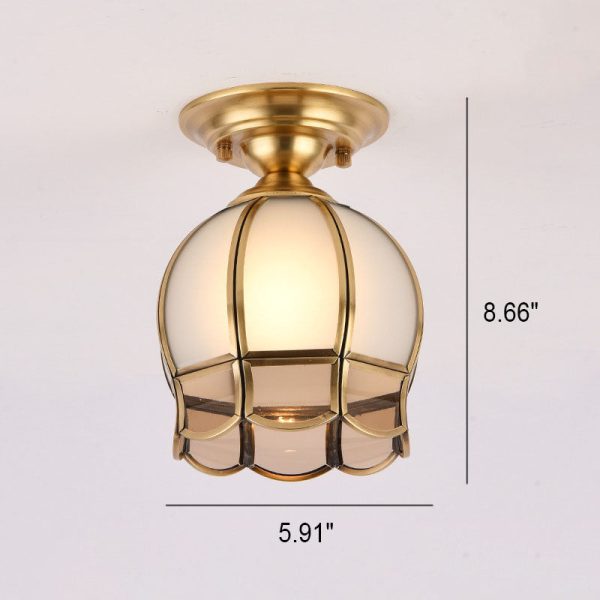 European Luxury Brass Glass Cone 1-Light Semi-Flush Mount Ceiling Light - Image 14