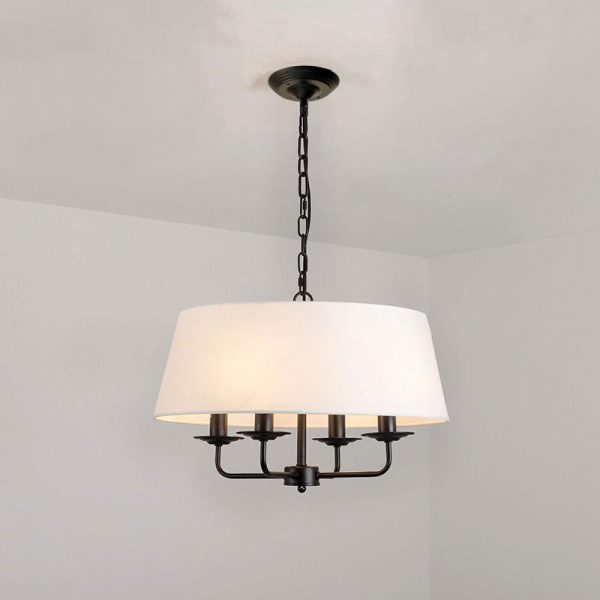 European Vintage Classic Iron Cloth 4-Light Pendant Light - Image 16