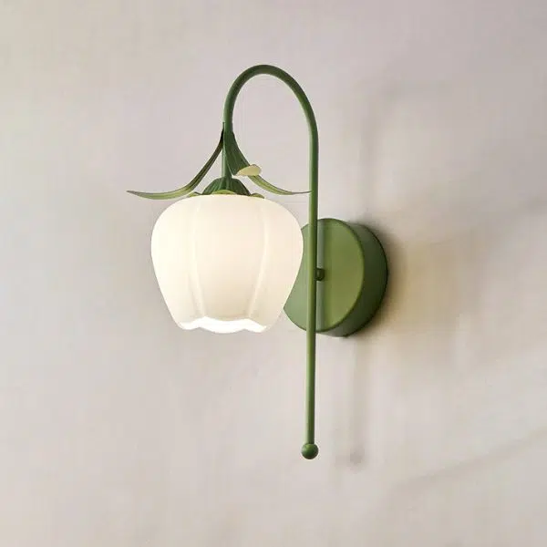 Nordic Vintage Floral Pumpkin Cream Glass 1-Light Wall Sconce Lamp - Image 10