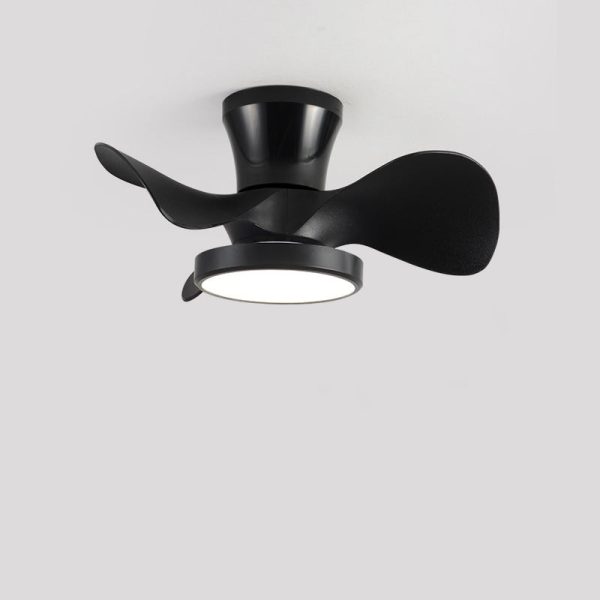 Contemporary Industrial Round Wood Grain Acrylic ABS LED Semi-Flush Mount Ceiling Fan Light For Living Room - Image 11