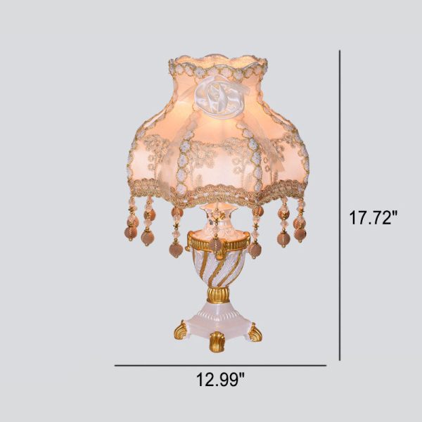 European Luxury  Fabric Lace Resin 1-Light Table Lamp - Image 10