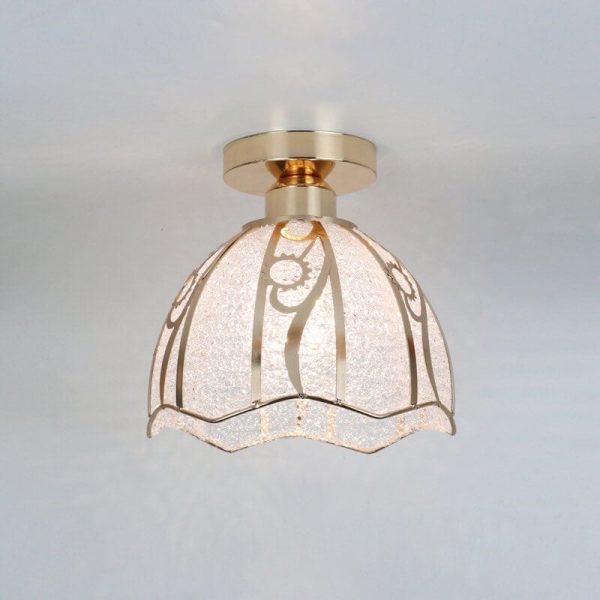 European Light Luxury Glass Gold 1-Light Semi-Flush Mount Ceiling Light - Image 6