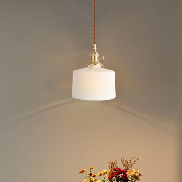 Japanese Minimalist Pure White Ceramic 1-Light Pendant Light - Image 16