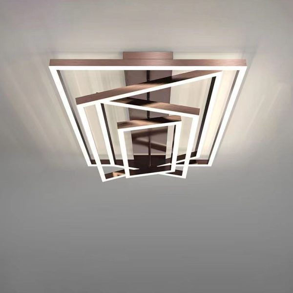 Modern Minimalist Aluminum Finish Multi-layer Rectangular Frame LED Flush Mount Ceiling Light For Living Room - Image 3