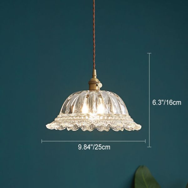 Nordic Vintage Floral Glass Brass 1-Light Pendant Light - Image 15