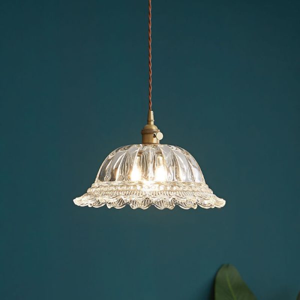 Nordic Vintage Floral Glass Brass 1-Light Pendant Light - Image 18