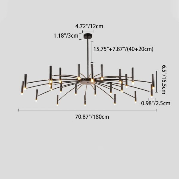 Contemporary Scandinavian Round Radioactive Iron Aluminum 12/24 Light Chandelier For Living Room - Image 6