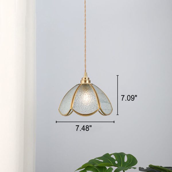 Japanese Vintage Brass Stained Glass Cone 1-Light Pendant Light - Image 12