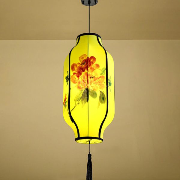 Oriental Antique Handmade Oval Lantern Fabric 1-Light Pendant Light - Image 11