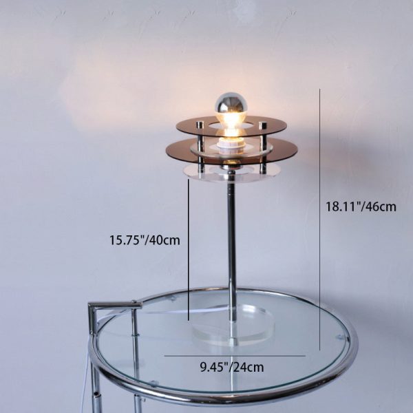 Modern Mid-Century Round Flying Saucer Iron Acrylic 1-Light Table Lamp For Bedroom - Image 3