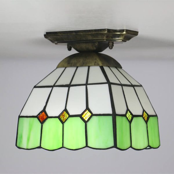Tiffany Stained Glass Dome 1-Light Semi-Flush Mount Ceiling Light - Image 23