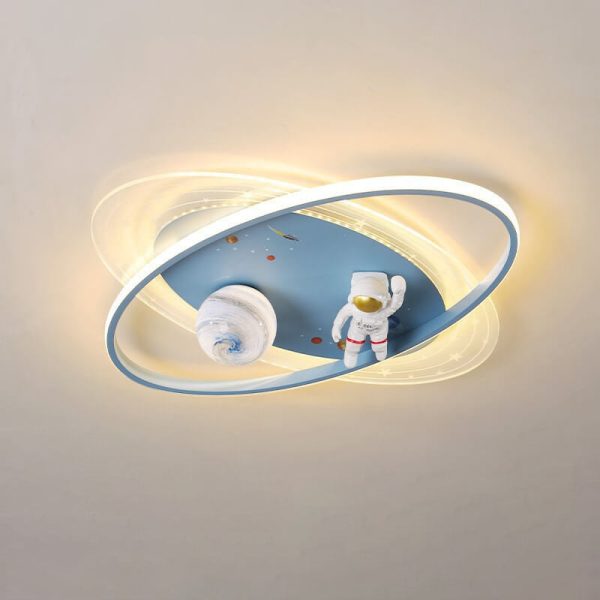 Childlike Cartoon Resin Astronaut Round Acrylic LED Flush Mount Ceiling Light - Image 18