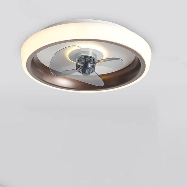 Nordic Minimalist Round  Acrylic Wood Grain LED Flush Mount Ceiling Fan Light - Image 13