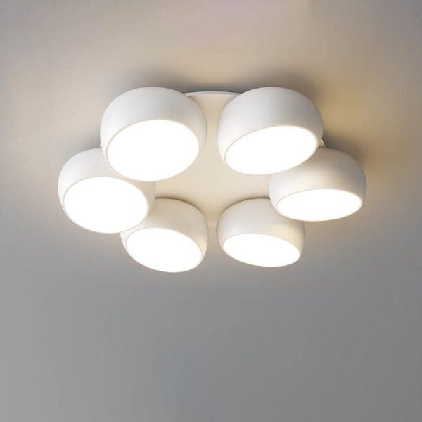 Scandinavian Modern Minimalist Iron Plastic Round LED Semi-Flush Mount Ceiling Light - Image 22
