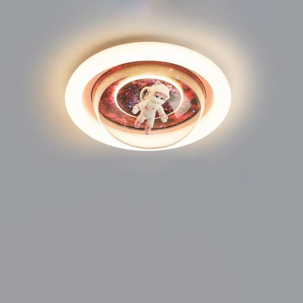 Contemporary Creative Cartoon Planet Resin Astronaut Acrylic Round Shade LED Kids Flush Mount Ceiling Light For Bedroom - Image 14