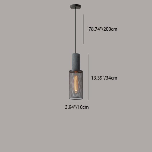 Contemporary Industrial Cylindrical Tapered Cement Iron 1-Light Pendant Light For Living Room - Image 7