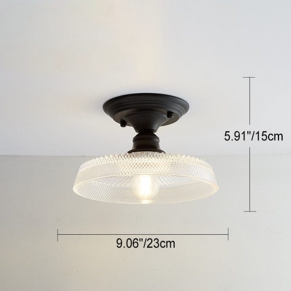 Nordic Vintage Glass Floral Round Geometry 1-Light Semi-Flush Mount Ceiling Light - Image 17