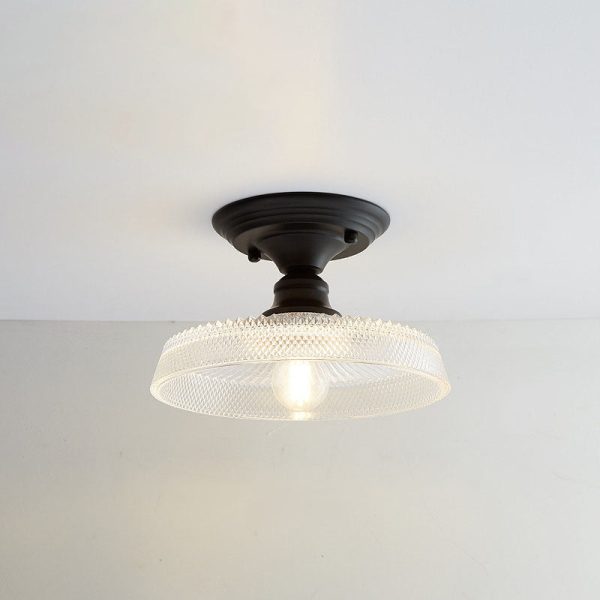 Nordic Vintage Glass Floral Round Geometry 1-Light Semi-Flush Mount Ceiling Light - Image 8