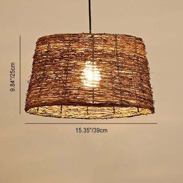 Retro Rattan Weaving Dome 1-Light Pendant Light - Image 12