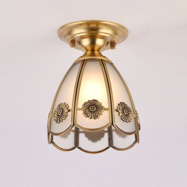 European Luxury Brass Glass Cone 1-Light Semi-Flush Mount Ceiling Light - Image 8