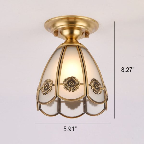 European Luxury Brass Glass Cone 1-Light Semi-Flush Mount Ceiling Light - Image 15