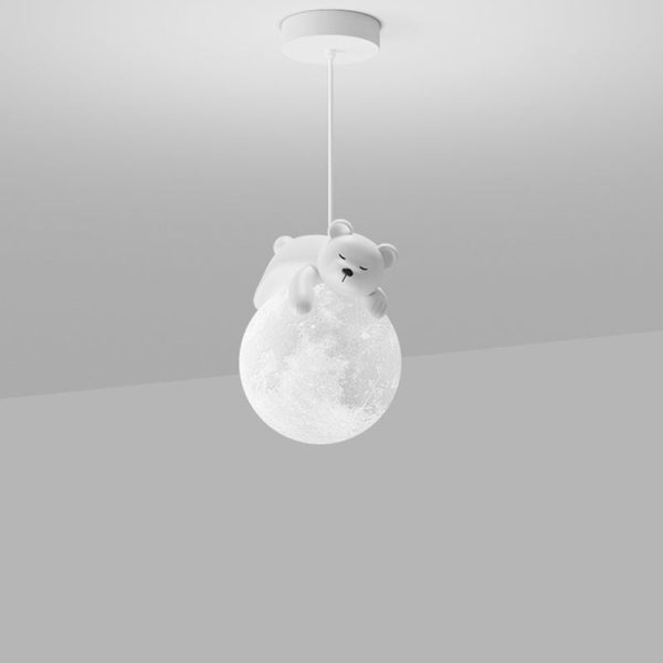 Contemporary Creative Resin Animal Rabbit Moon 1-Light Kids Pendant Light For Living Room - Image 16