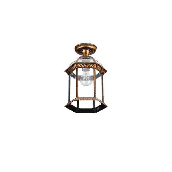 European Outdoor Hexagonal Lantern Waterproof 1-Light Semi-Flush Mount Ceiling Light - Image 16