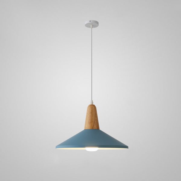 Nordic Minimalist Macaron Solid Color Aluminum Wood 1-Light Pendant Light - Image 21