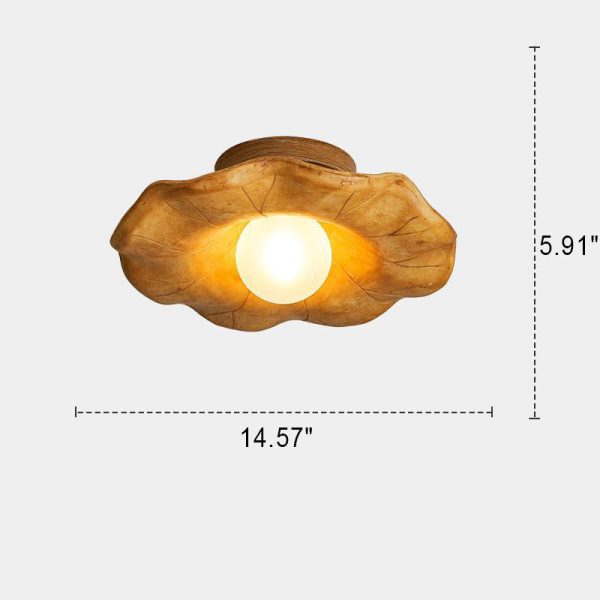 Japanese Wabi-sabi Lotus Leaf Resin 1-Light Semi-Flush Mount Ceiling Light - Image 13