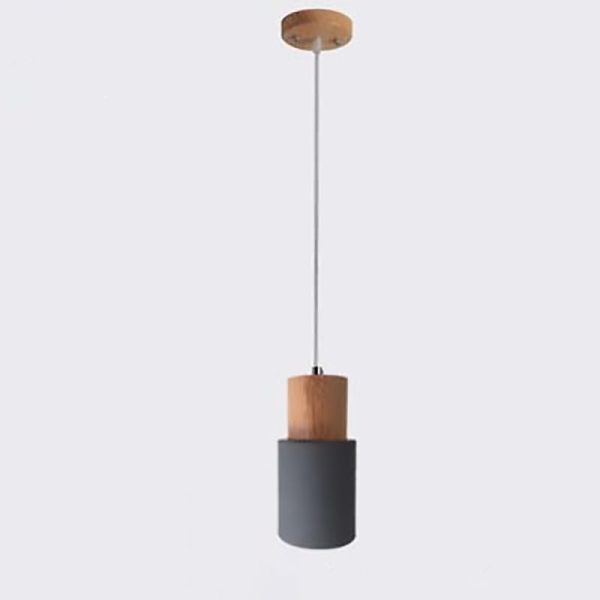 Contemporary Nordic Cylinder Hardware Wood 1-Light Pendant Light For Living Room - Image 13