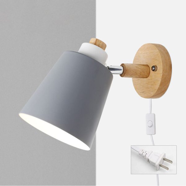 Minimalist Macaron Barrel Shade Wooden Chassis Plug 1-Light Wall Sconce Lamp - Image 14