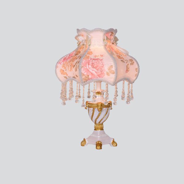 European Luxury  Fabric Lace Resin 1-Light Table Lamp - Image 7