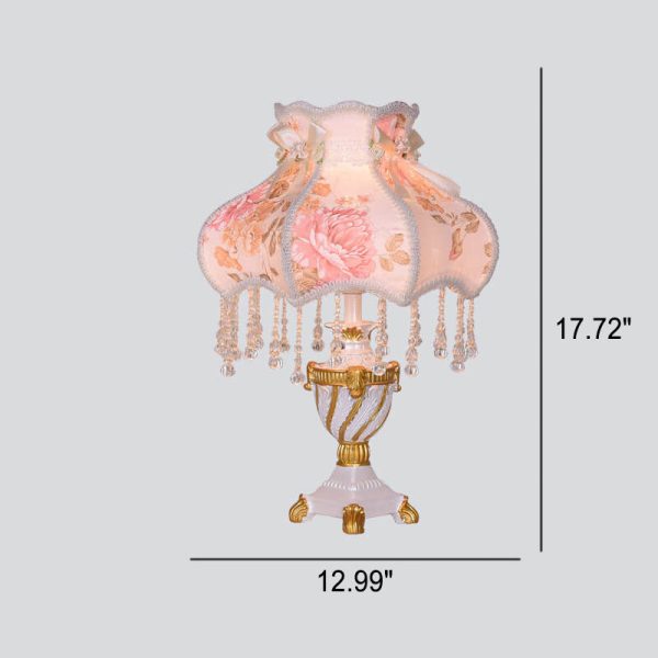 European Luxury  Fabric Lace Resin 1-Light Table Lamp - Image 11