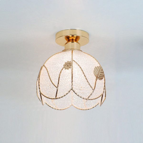 European Light Luxury Glass Gold 1-Light Semi-Flush Mount Ceiling Light - Image 7
