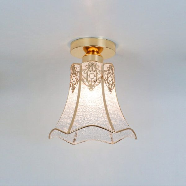 European Light Luxury Glass Gold 1-Light Semi-Flush Mount Ceiling Light - Image 8