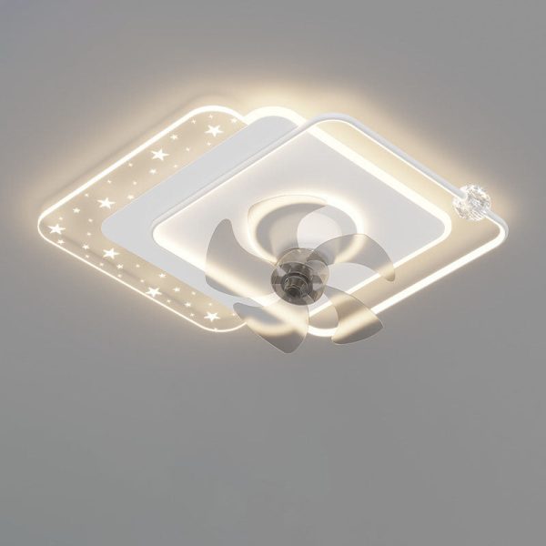 Contemporary Creative Iron Acrylic Round Square LED Semi-Flush Mount Ceiling Fan Light For Bedroom - Image 17