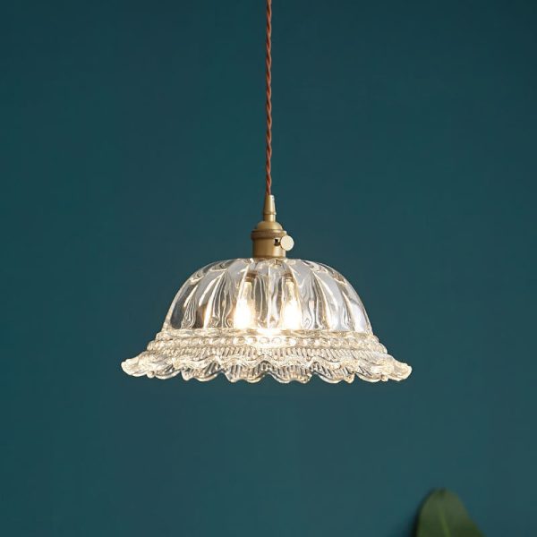 Nordic Vintage Floral Glass Brass 1-Light Pendant Light - Image 8