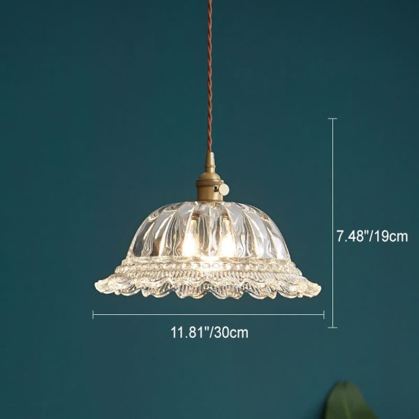 Nordic Vintage Floral Glass Brass 1-Light Pendant Light - Image 13