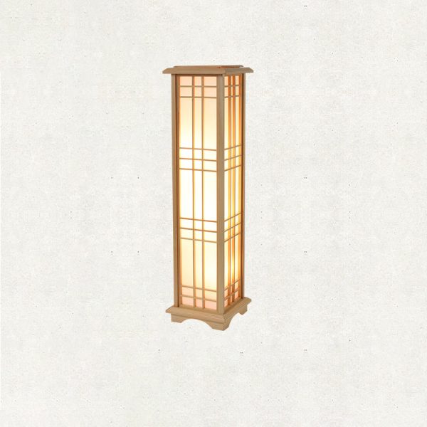 Traditional Japanese Wood Acrylic Pillar Rectangular 1/2/3 Light Standing Floor Lamp For Bedroom - Image 13