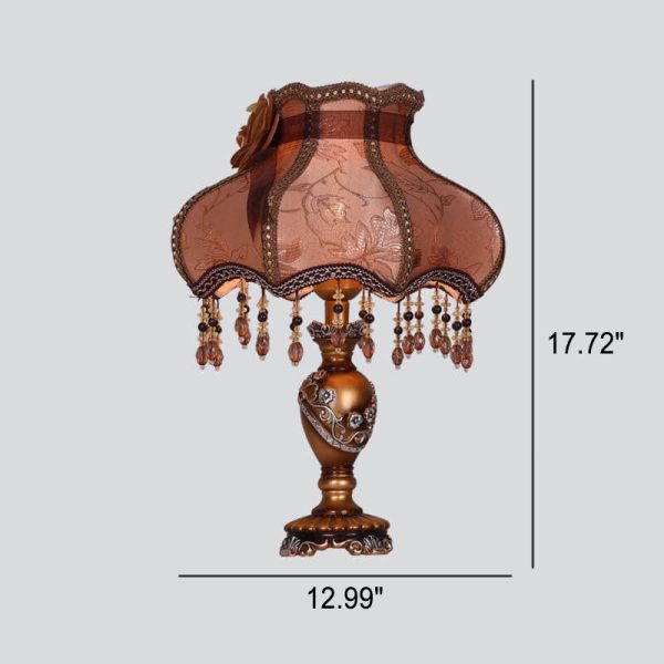 European Luxury  Fabric Lace Resin 1-Light Table Lamp - Image 12