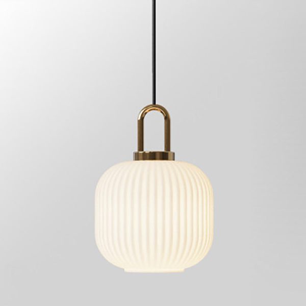 Contemporary Nordic Round Oval Pumpkin Stainless Steel Striped Glass 1-Light Pendant Light For Living Room - Image 24