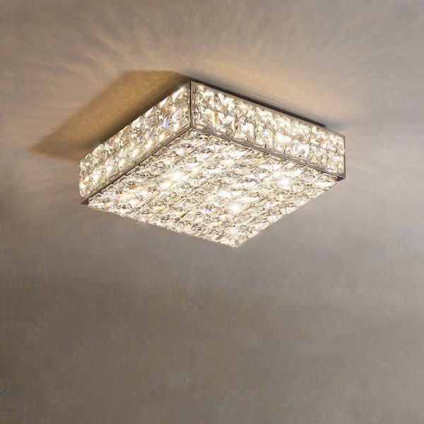 Modern Luxury Stainless Steel Crystal Round Square Rectangular LED Flush Mount Ceiling Light For Living Room - Image 19