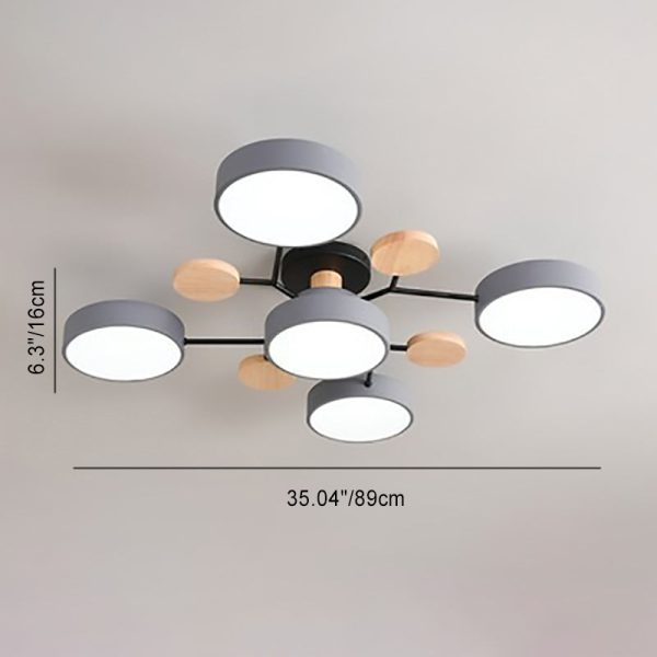 Contemporary Scandinavian Round Molecule Branch Design LED Semi-Flush Mount Ceiling Light For Living Room - Image 6