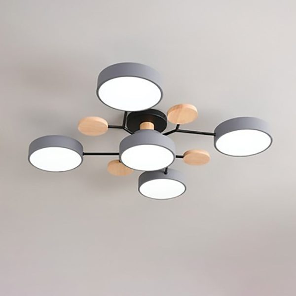 Contemporary Scandinavian Round Molecule Branch Design LED Semi-Flush Mount Ceiling Light For Living Room - Image 14