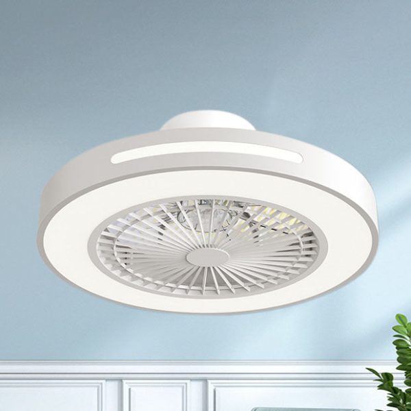 Modern Minimalist Solid Color Iron Copper LED Flush Mount Ceiling Fan Light - Image 7