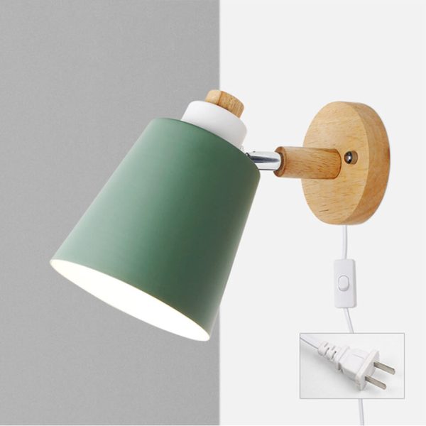 Minimalist Macaron Barrel Shade Wooden Chassis Plug 1-Light Wall Sconce Lamp - Image 11