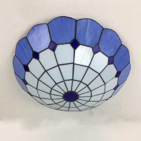 Traditional Tiffany Round Shell Bead Stained Glass 2-Light Flush Mount Ceiling Light For Hallway - Image 28