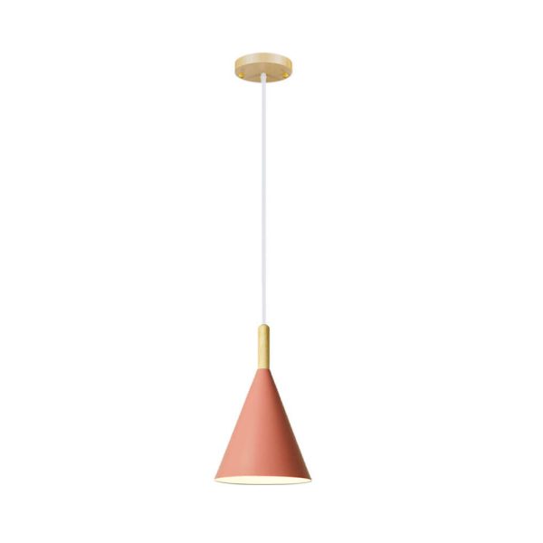 Nordic Minimalist Macaron Cone Wood 1-Light Pendant Light - Image 9