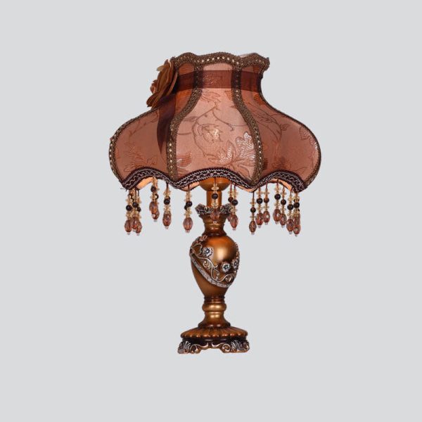 European Luxury  Fabric Lace Resin 1-Light Table Lamp - Image 8